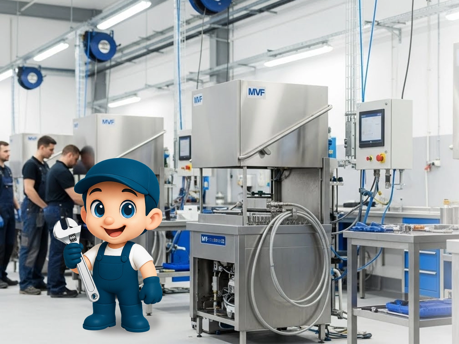 Técnico especializado realizando diagnóstico em equipamento de limpeza